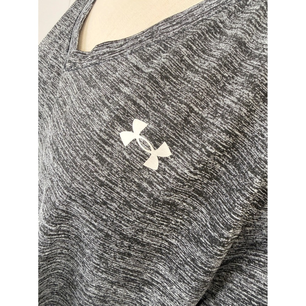 Under Armour Black HeatGear Space Dye V-Neck Tee NWT Womens 2X Loose Fit Shirt - Picture 2 of 8